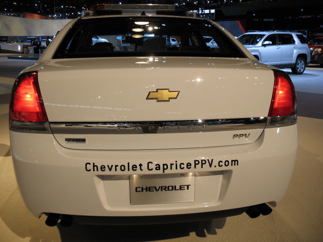 2011 Chevrolet Caprice PPV rear view showing Chevy badge and PPV badge