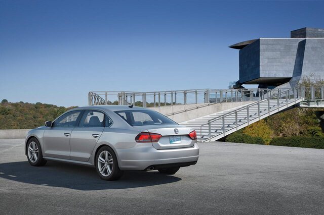 2012 Volkswagen Passat TDI Rear Three-Quarter View at Modern Building