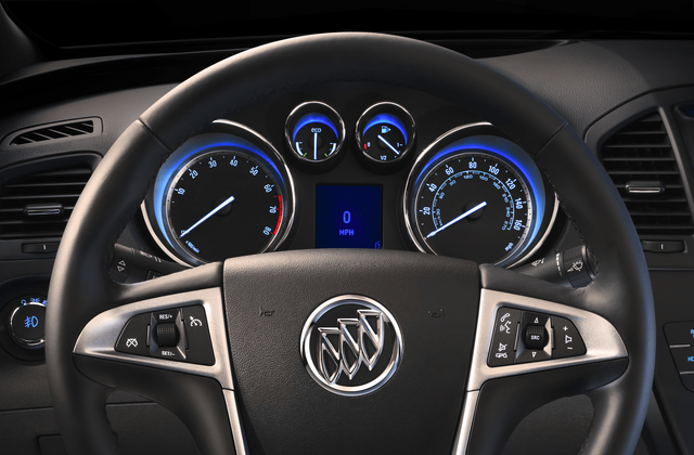 2012 Buick Regal eAssist instrument cluster with blue illumination