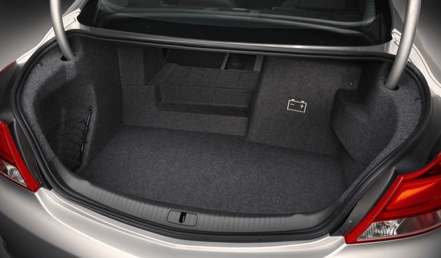 2012 Buick Regal eAssist trunk showing lithium-ion battery pack