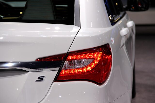 Chrysler 200 S taillight and S badge close-up auto show