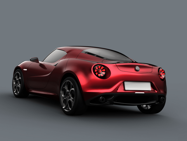 2011 Alfa Romeo 4C Concept in red rear three-quarter view studio render