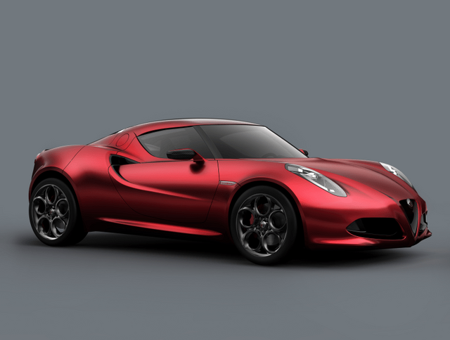 2011 Alfa Romeo 4C Concept in red driver-side three-quarter view studio render