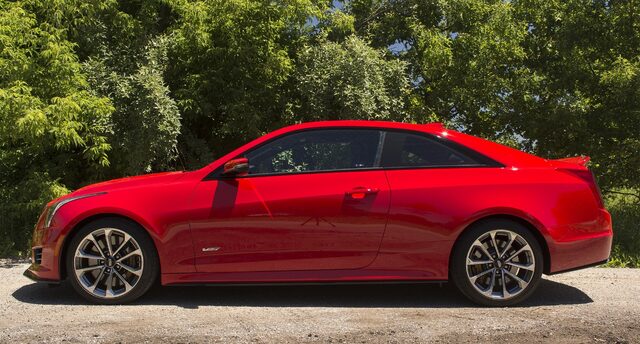 2016 Cadillac ATS-V Coupe Red Side Profile Outdoor