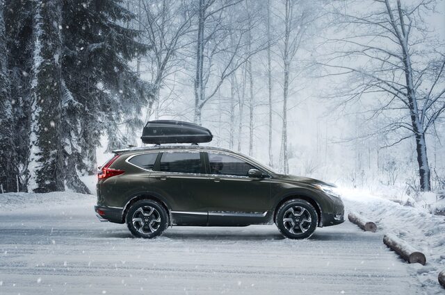2017 Honda CR-V side profile winter snow with cargo box