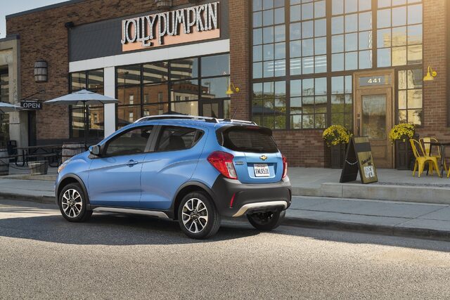 2017 Chevrolet Spark Activ rear three-quarter view in blue near Jolly Pumpkin in Detroit