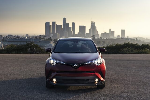2018 Toyota C-HR Front View Los Angeles Skyline