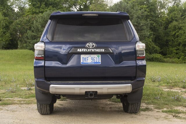 2016 Toyota 4Runner Trail Premium Straight Rear View with Trailer Hitch