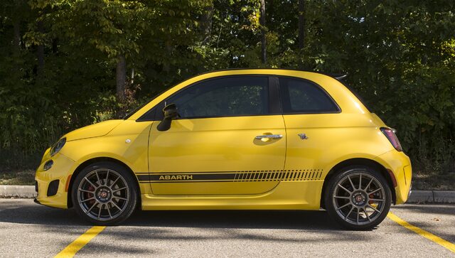 2016 Fiat 500C Abarth Driver Side Profile with Abarth Side Stripes and Sport Alloy Wheels