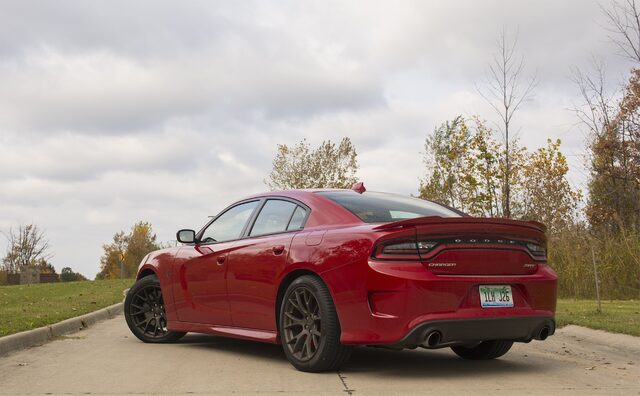 2016 Dodge Charger SRT Hellcat three-quarter rear view