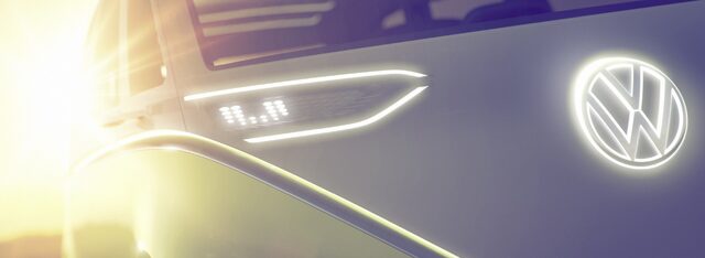 Volkswagen I.D. Concept 2 front fender and illuminated logo teaser