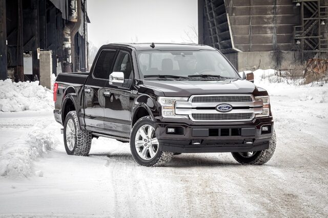 2018 Ford F-150 Platinum Front Three-Quarter Snow