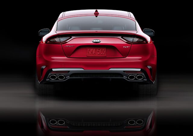 2018 Kia Stinger GT, Rear View with Quad Exhaust and Diffuser