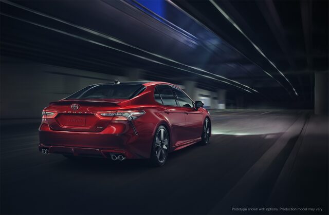 2018 Toyota Camry XSE Rear View in Motion Through Tunnel