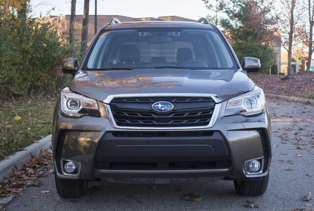 2017 Subaru Forester 2.0XT Touring Straight Front View with Subaru Hexagonal Grille and LED Headlights