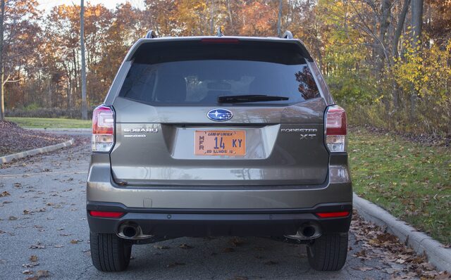 2017 Subaru Forester 2.0XT Touring Straight Rear View with Subaru Emblem and Forester XT Badge