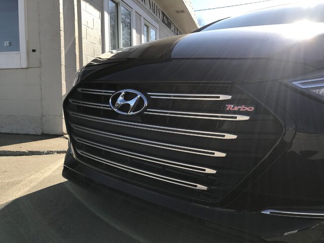 2017 Hyundai Elantra Sport Front Grille Close-Up with Turbo Badge
