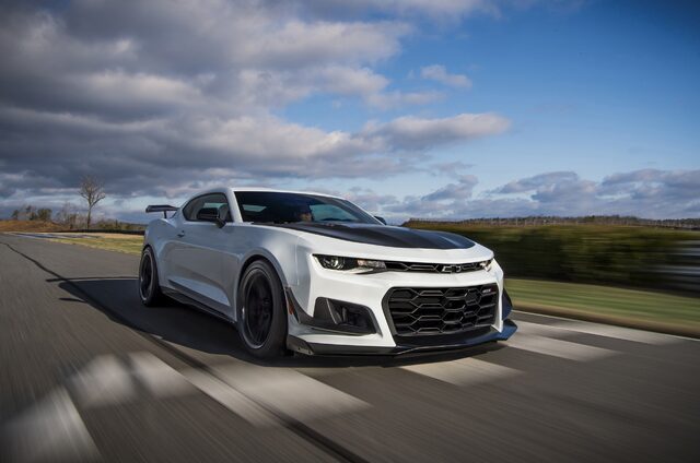 2018 Chevrolet Camaro ZL1 1LE — Rolling Front Three-Quarter, White, Track Action Shot