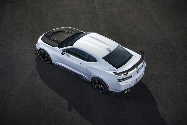 2018 Chevrolet Camaro ZL1 1LE — Overhead View Showing Carbon Hood, Roof, and Rear Wing