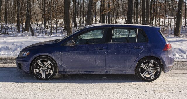 2017 Volkswagen Golf R Side Profile in Winter