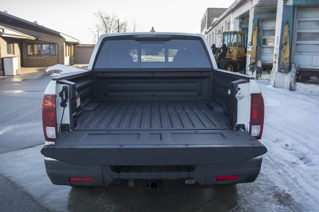 2017 Honda Ridgeline RTL-E open truck bed with tailgate down