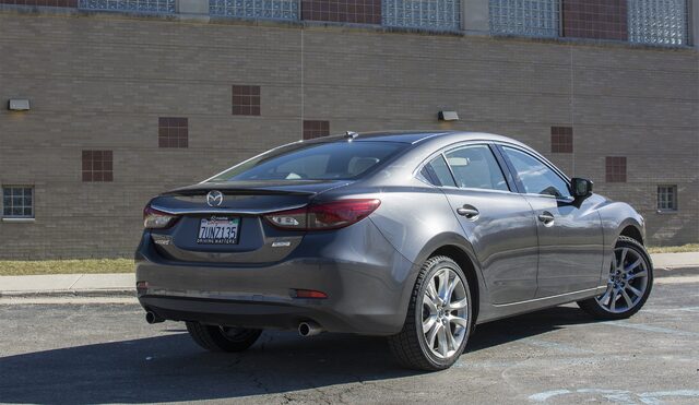 2017 Mazda6 Grand Touring Rear Three-Quarter View Against Brick Wall