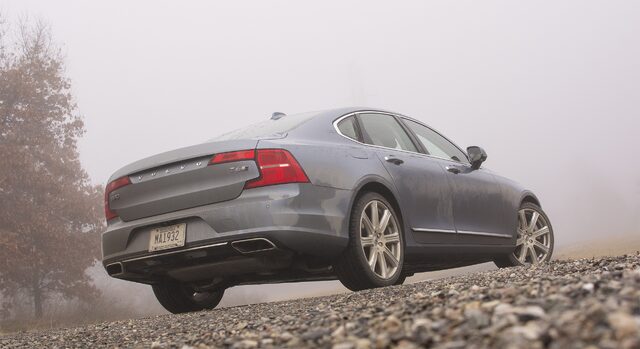 2017 Volvo S90 T6 Inscription — Rear Three-Quarter View With Dual Exhaust Tips