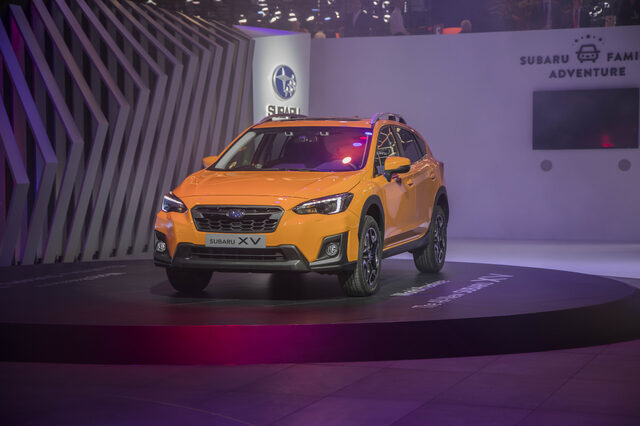2018 Subaru XV Crosstrek front three-quarter view at Geneva Auto Show