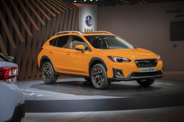 2018 Subaru XV Crosstrek Solar Orange front three-quarter close-up