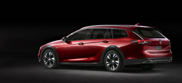 2018 Buick Regal TourX red rear three-quarter studio photo
