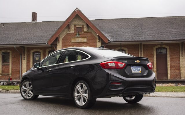 2017 Chevrolet Cruze Premier Rear Three-Quarter View at Historic Train Depot