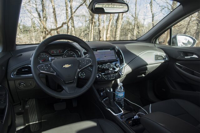 2017 Chevrolet Cruze Premier Interior Driver View with Steering Wheel and MyLink Infotainment
