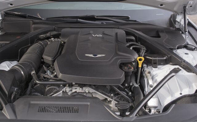2017 Genesis G80 3.8 HTRAC V6 Engine Bay with Genesis Winged Engine Cover