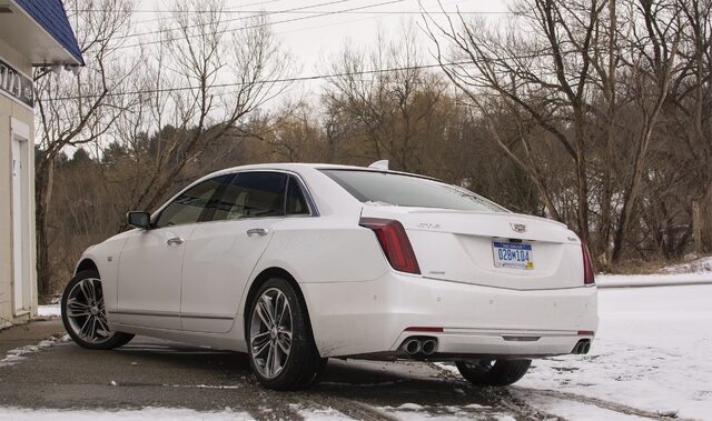 2017 Cadillac CT6 Platinum 3.0TT Rear Three-Quarter in Winter