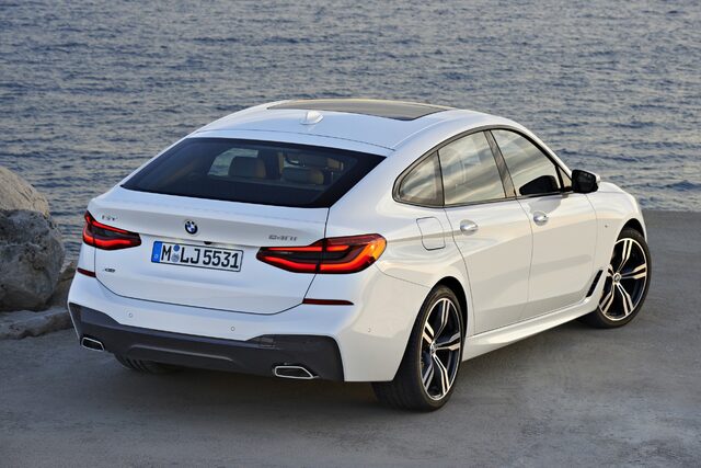2018 BMW 6-Series GT rear three-quarter view at waterfront