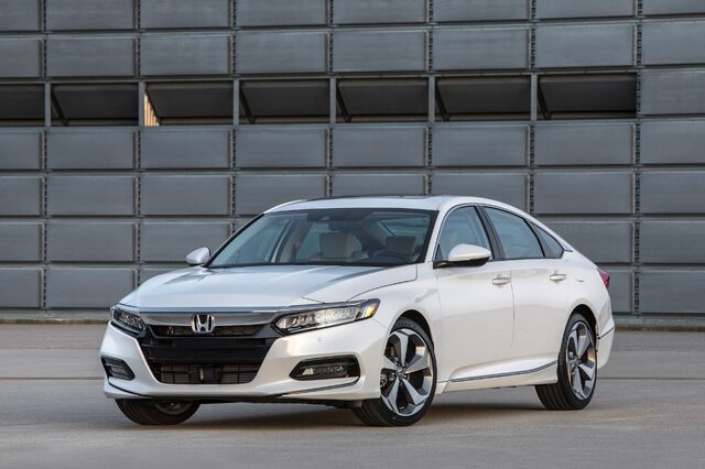 2018 Honda Accord Touring White Front Three-Quarter View