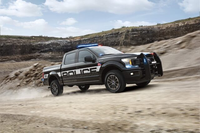 2018 Ford F-150 Police Responder Front Three-Quarter Exterior Action Shot Black
