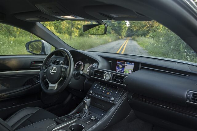 2017 Lexus RC 200t Interior with Infotainment Touchpad and Wood Trim
