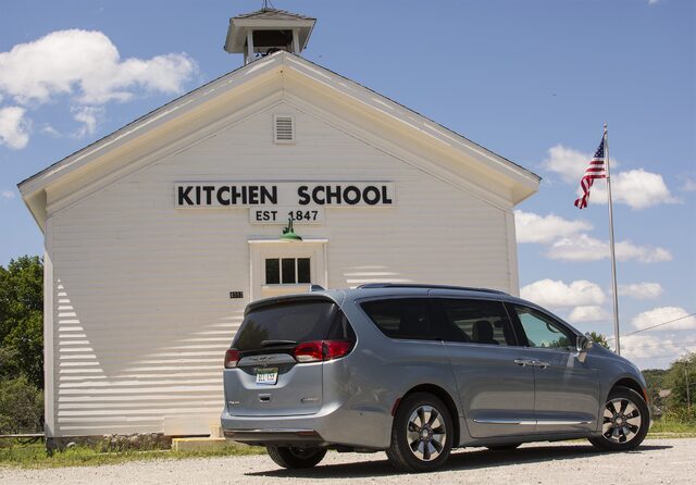 2017 Chrysler Pacifica Hybrid Platinum — Rear 3/4 View at Kitchen School