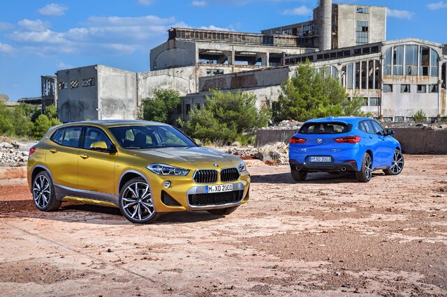 2018 BMW X2 pair Galvanic Gold and Misano Blue