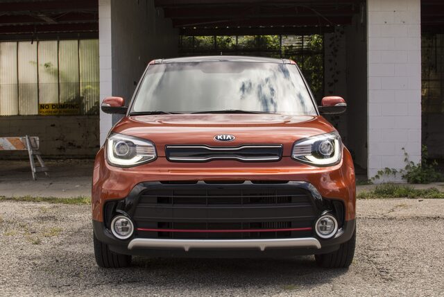 2017 Kia Soul Exclaim Straight Front View in Copper Orange
