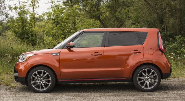 2017 Kia Soul Exclaim Driver Side Profile View in Copper Orange