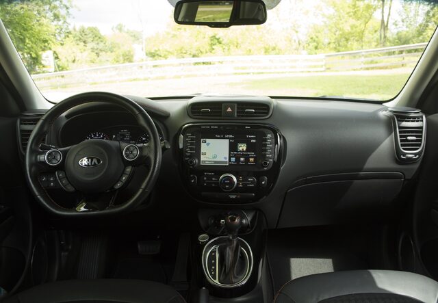 2017 Kia Soul Exclaim Interior with UVO Infotainment and Orange Accents