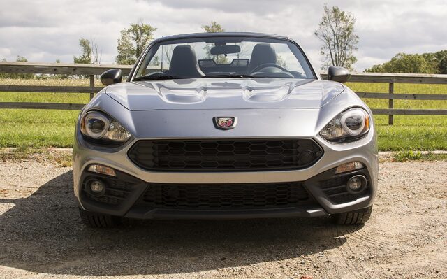 2017 Fiat 124 Spider Abarth front view with top down