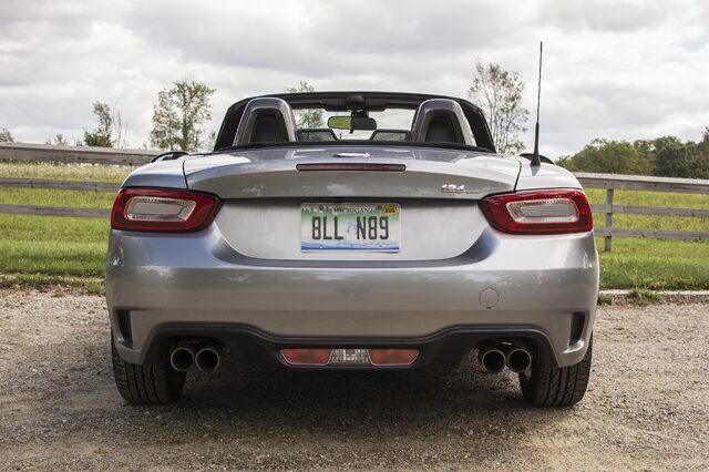 2017 Fiat 124 Spider Abarth rear view with quad exhaust