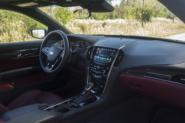 2017 Cadillac ATS Coupe 2.0T Luxury Interior with CUE Infotainment and Red Leather