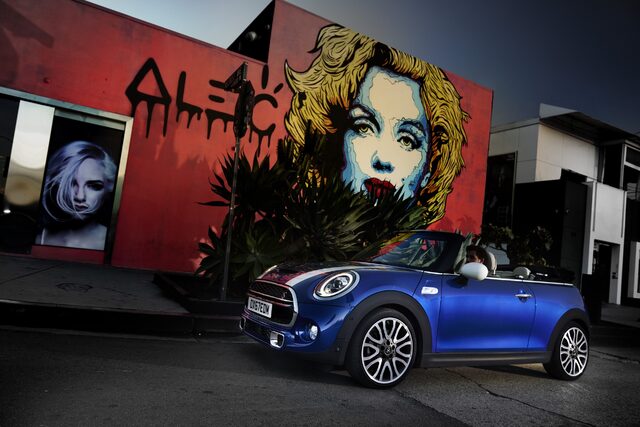 2019 Mini Cooper S Convertible front three-quarter street mural