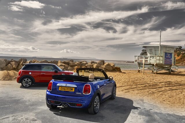 2019 Mini Cooper S Convertible and Hardtop rear pair beach lifeguard stand