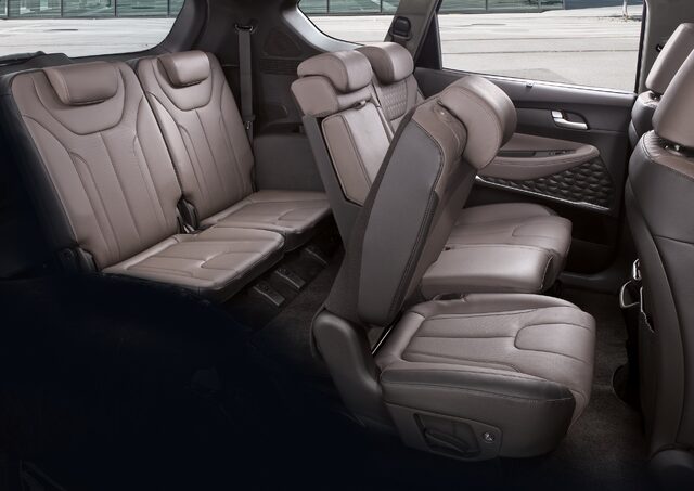 2019 Hyundai Santa Fe Interior Second and Third Row Seating Tan Leather