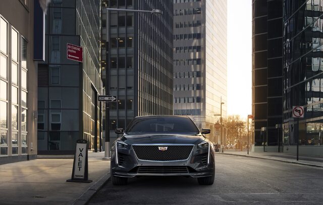 2019 Cadillac CT6 V-Sport — Front View in Urban Setting at Dusk